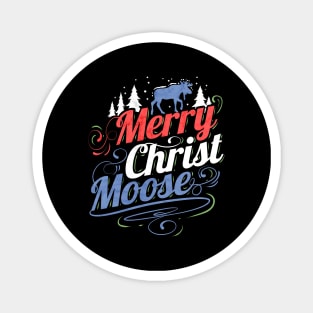Merry Christ Moose Merry Christmas Magnet
